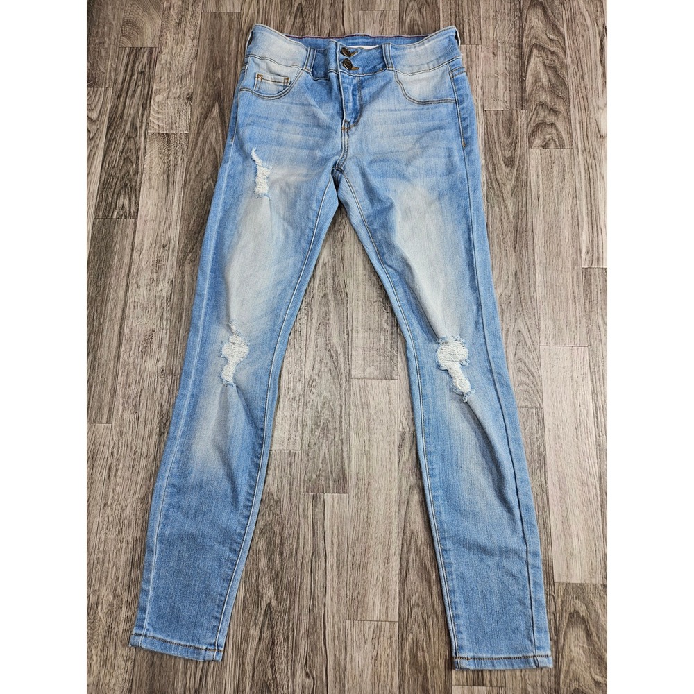 Cello Skinny Jeans Juniors Size 5 Light Wash  Distressed Ripped Denim Y2K Casual